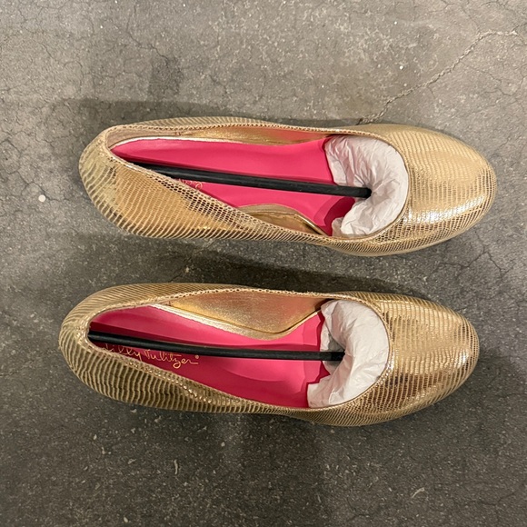 Lilly Pulitzer Gold Wedge Heels - Picture 4 of 6